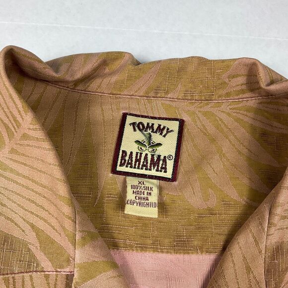Tommy Bahama Mens Silk Button Up Camp Shirt Leaf Print Short Sleeve Aloha XL - Picture 4 of 9